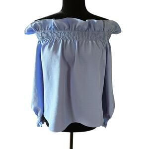 Tuckernuck Women's Marguerite Off Shoulder Romantic Ruffled Blouse X-Small Blue